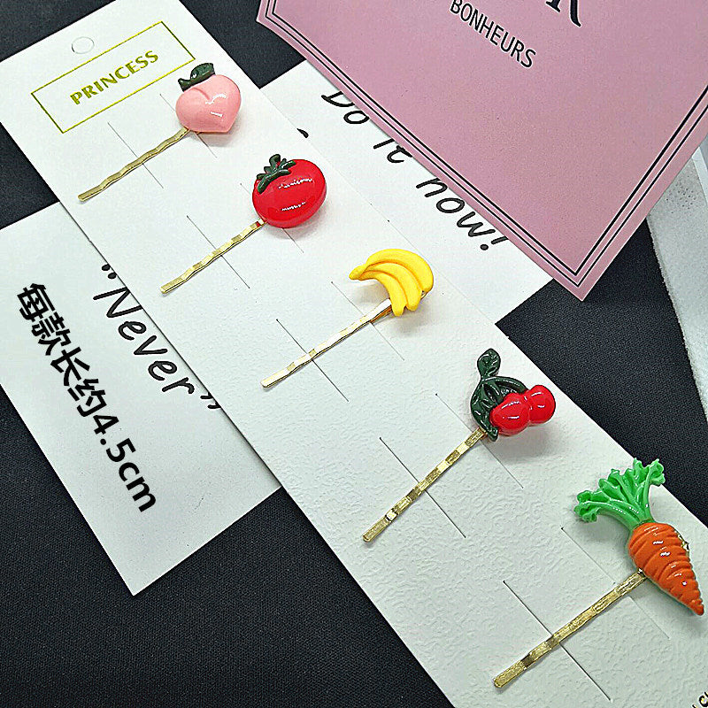 Children's Hair Ornaments Cartoon Fruit Hair Clips Women's Colorful Quicksand