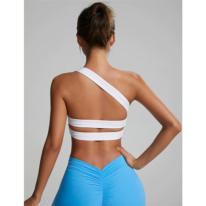 Women's One-shoulder Shockproof Bra Sports Quick-drying Nude Feel Shoulder Belt Beauty Back Yoga Clothes