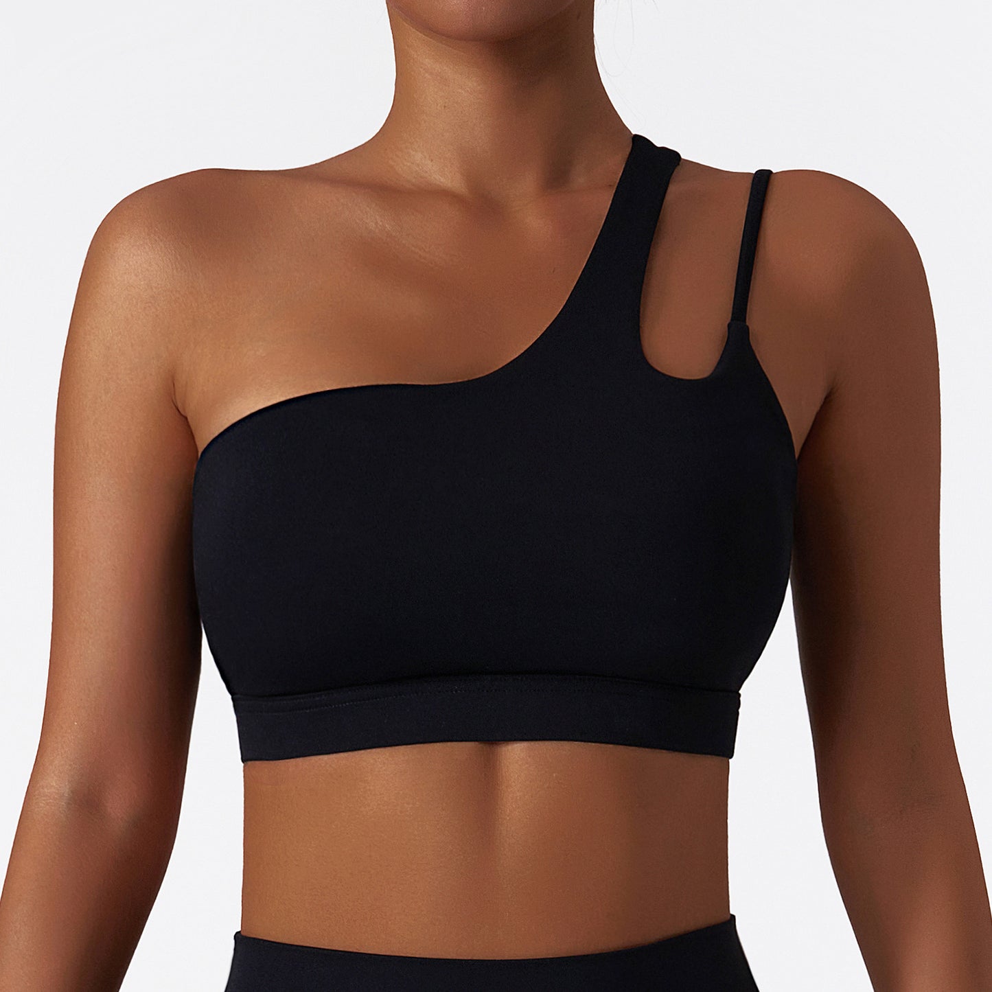 Irregular Strap Oblique One Shoulder Shockproof Yoga Bra