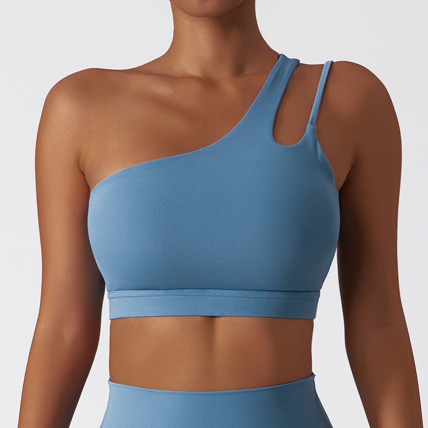 Irregular Strap Oblique One Shoulder Shockproof Yoga Bra