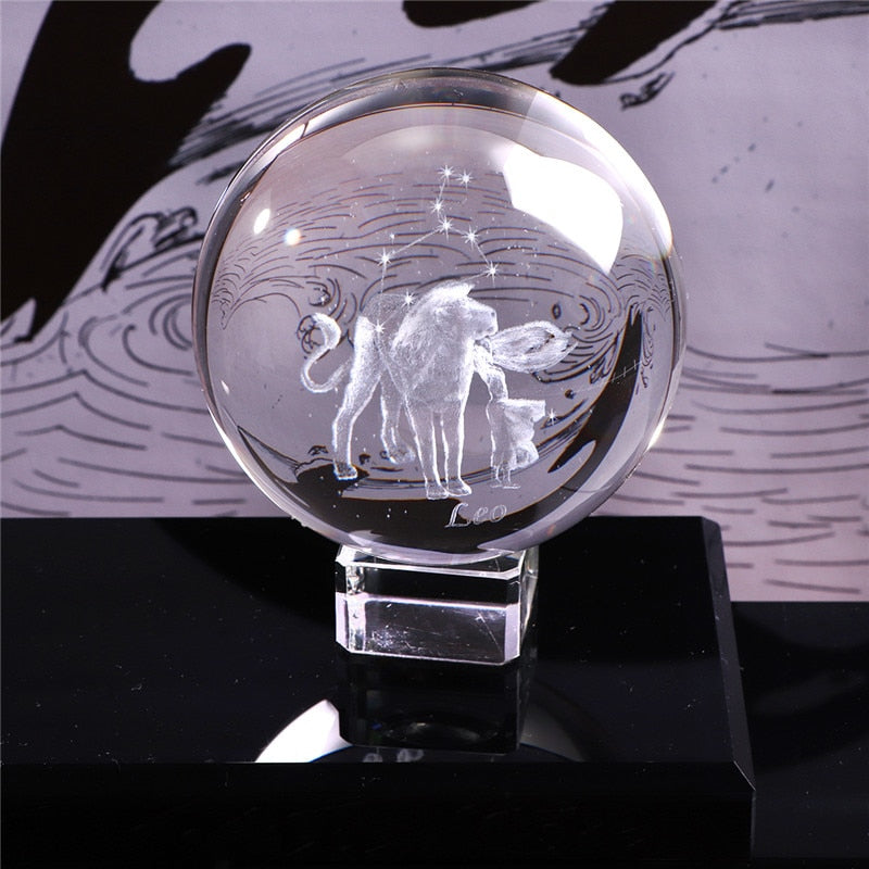 Laser Engraved Zodiac Crystal Ball