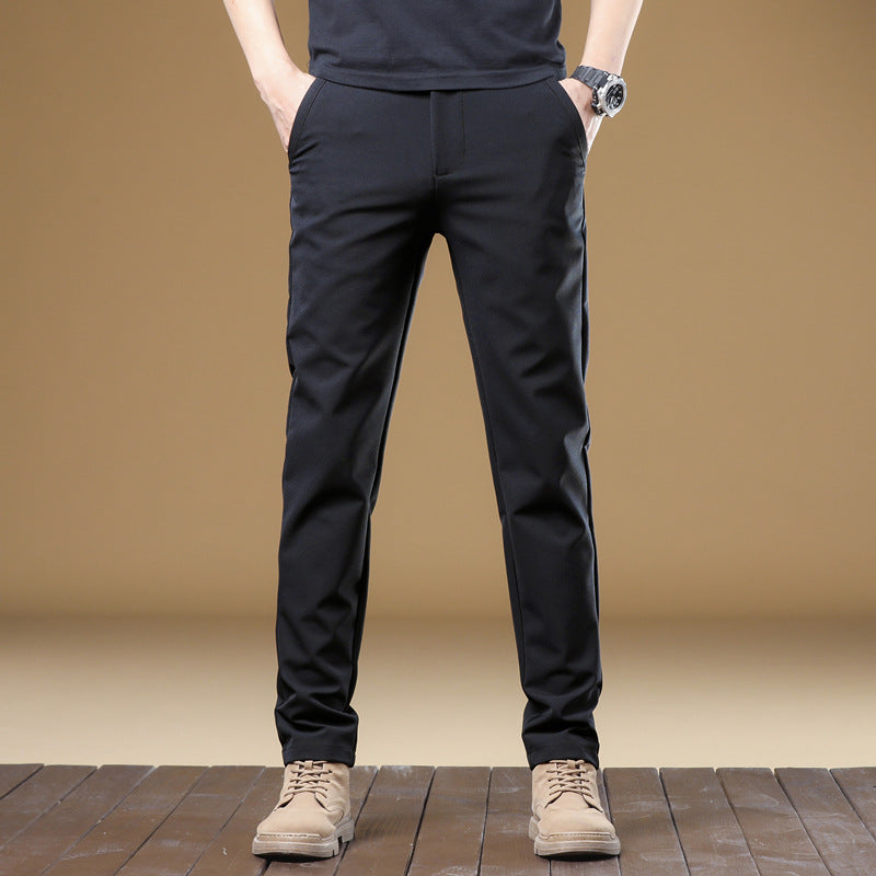 Men's New High Elastic Slim-fit Solid Color All-matching Trousers