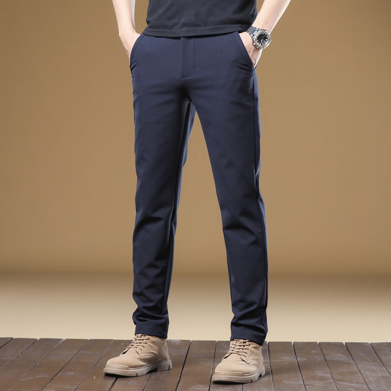 Men's New High Elastic Slim-fit Solid Color All-matching Trousers