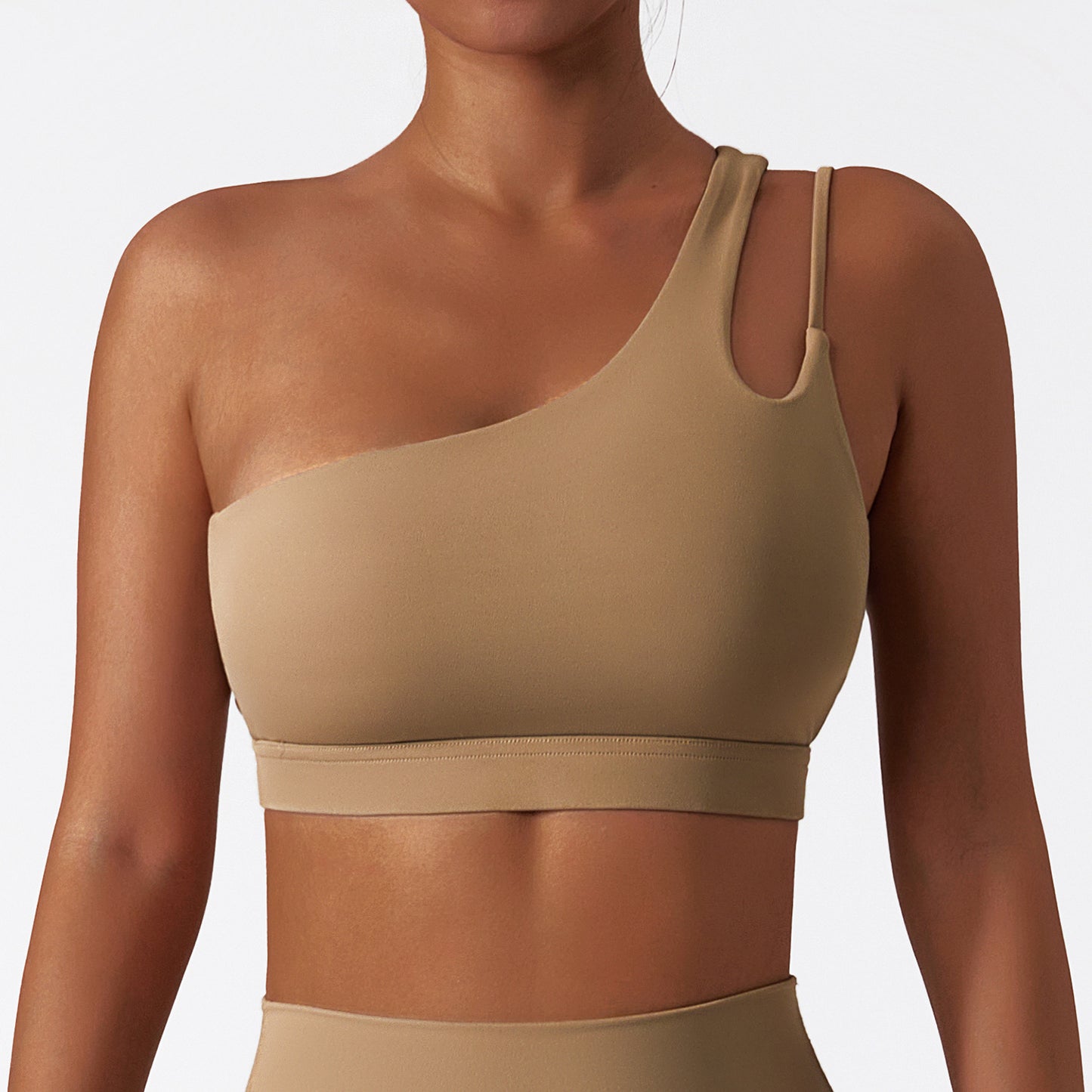 Irregular Strap Oblique One Shoulder Shockproof Yoga Bra