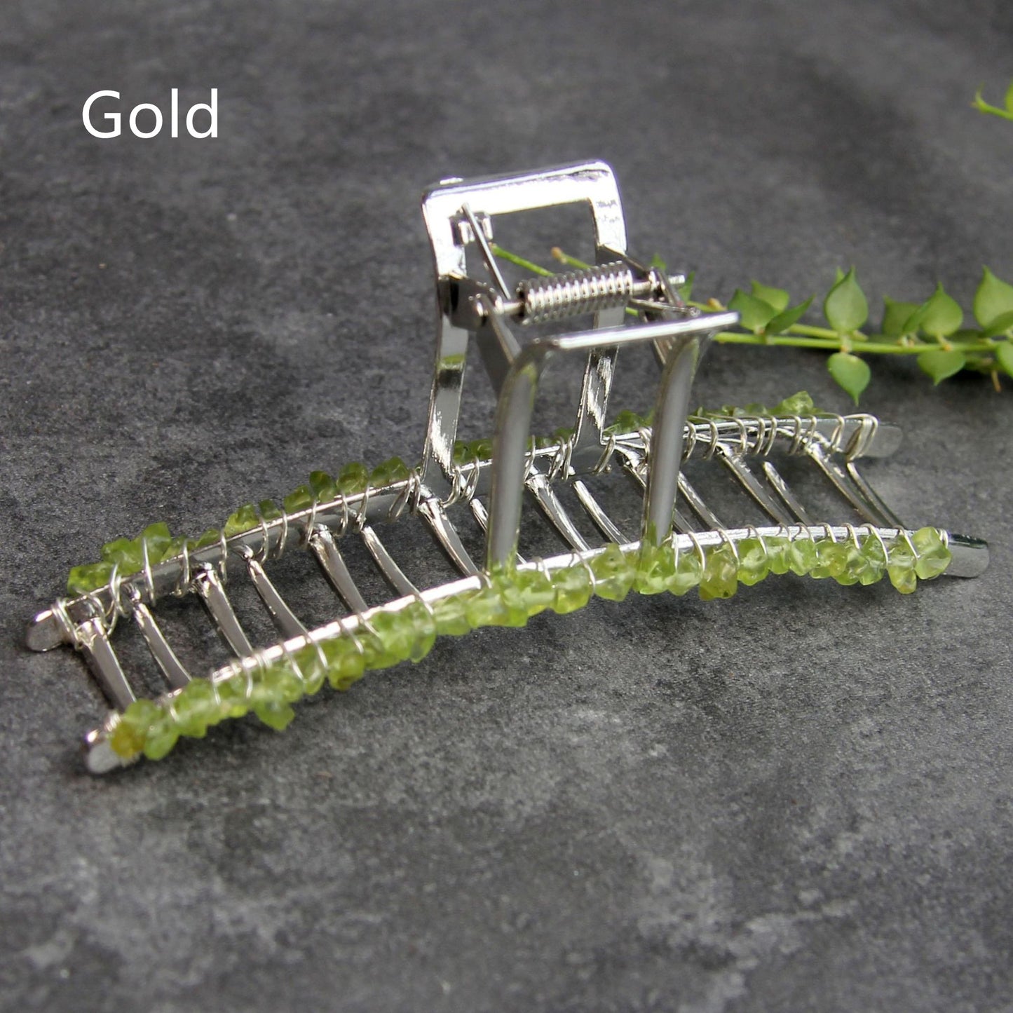 Women's Natural Crystal Alloy Square Mouth Crushed Stone Hair Grip