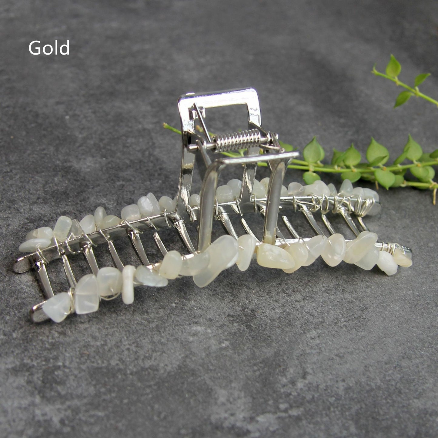 Women's Natural Crystal Alloy Square Mouth Crushed Stone Hair Grip