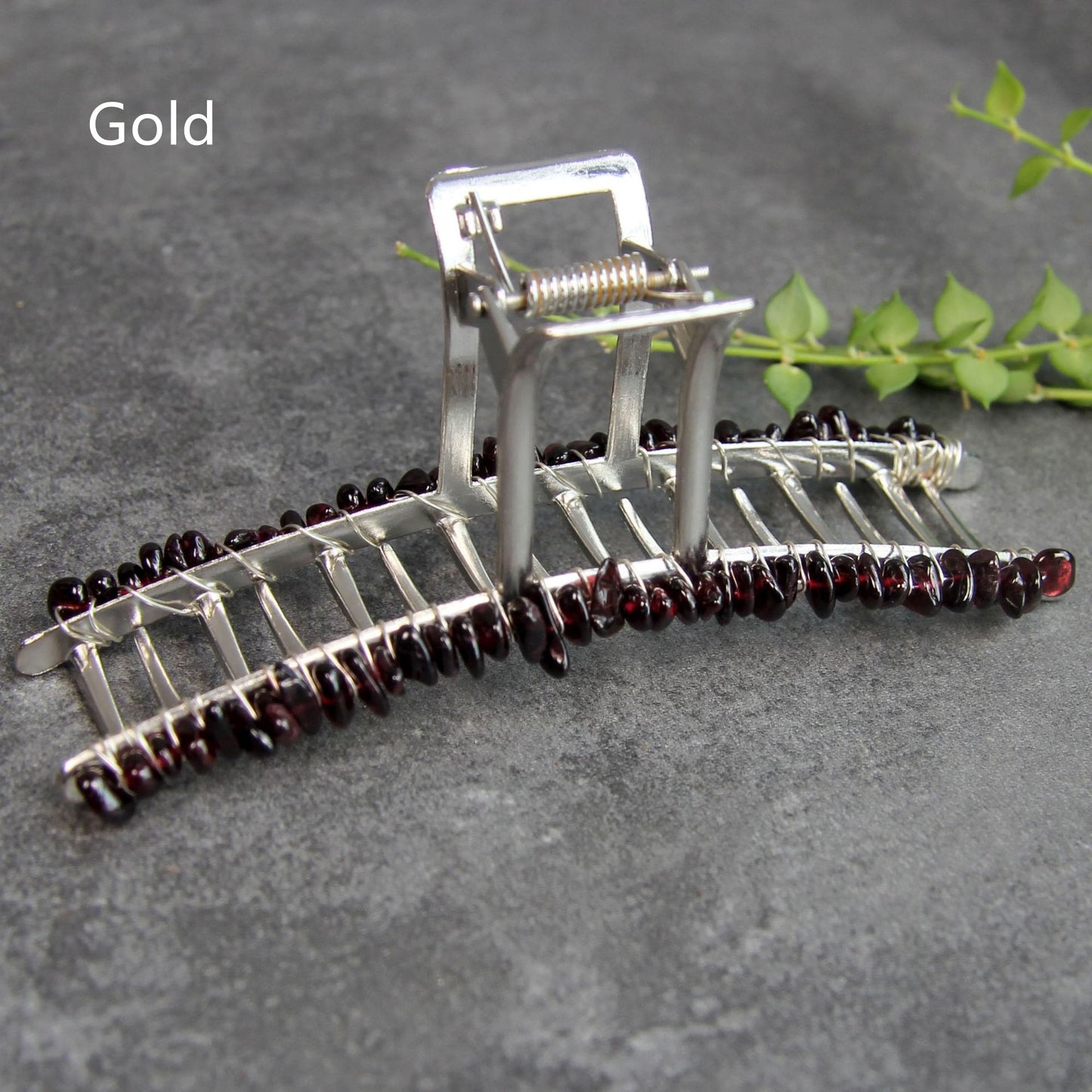 Women's Natural Crystal Alloy Square Mouth Crushed Stone Hair Grip