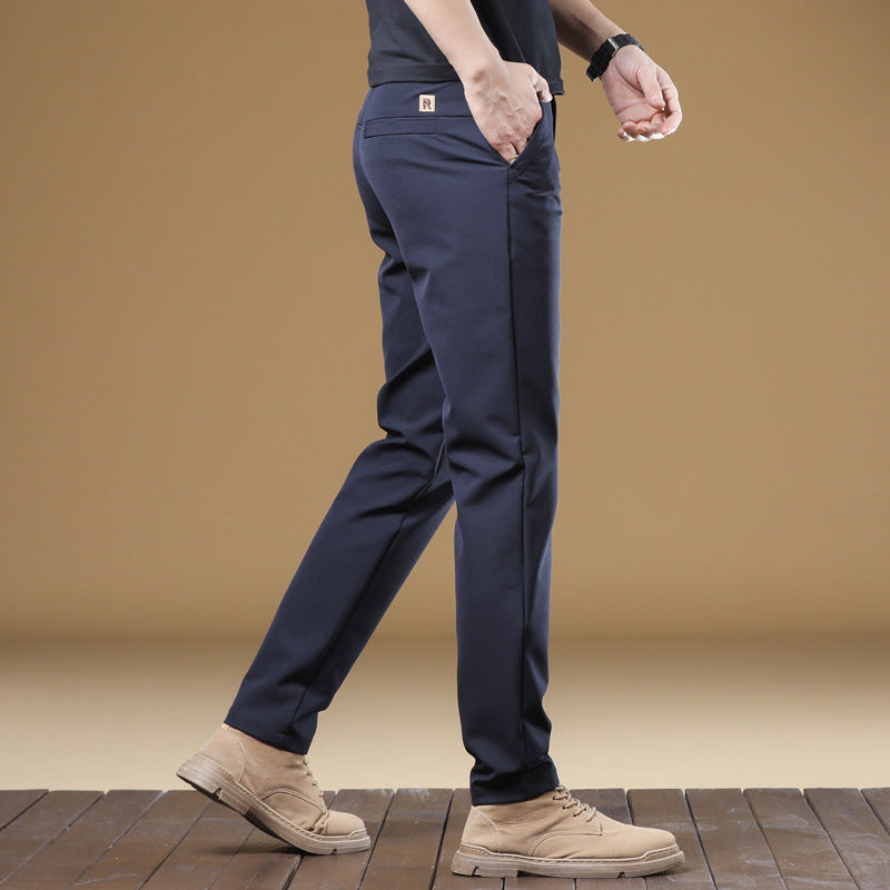 Men's New High Elastic Slim-fit Solid Color All-matching Trousers