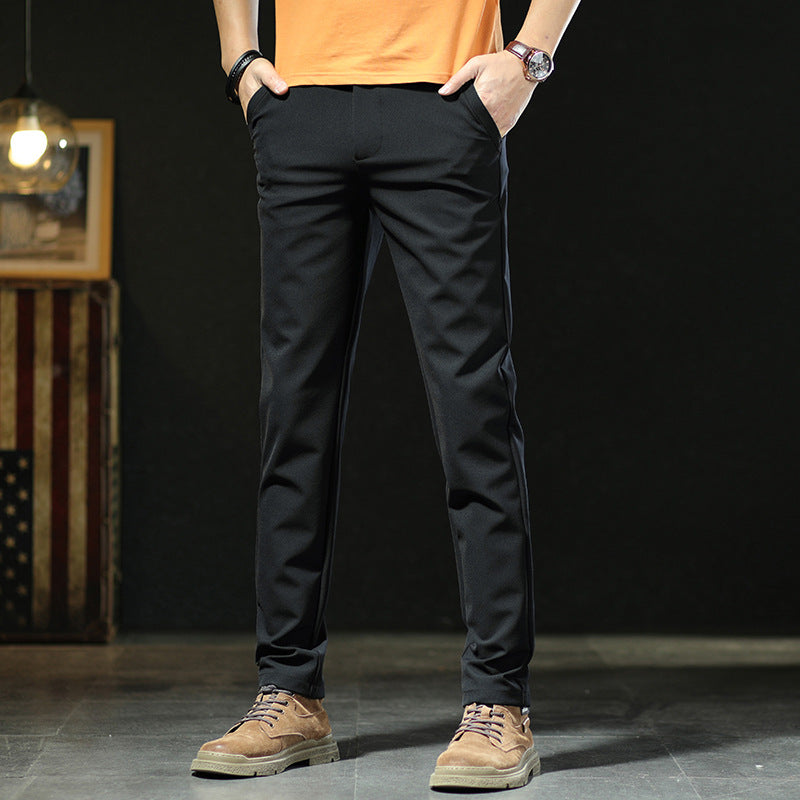 Men's New High Elastic Slim-fit Solid Color All-matching Trousers