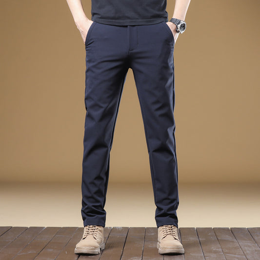 Men's New High Elastic Slim-fit Solid Color All-matching Trousers
