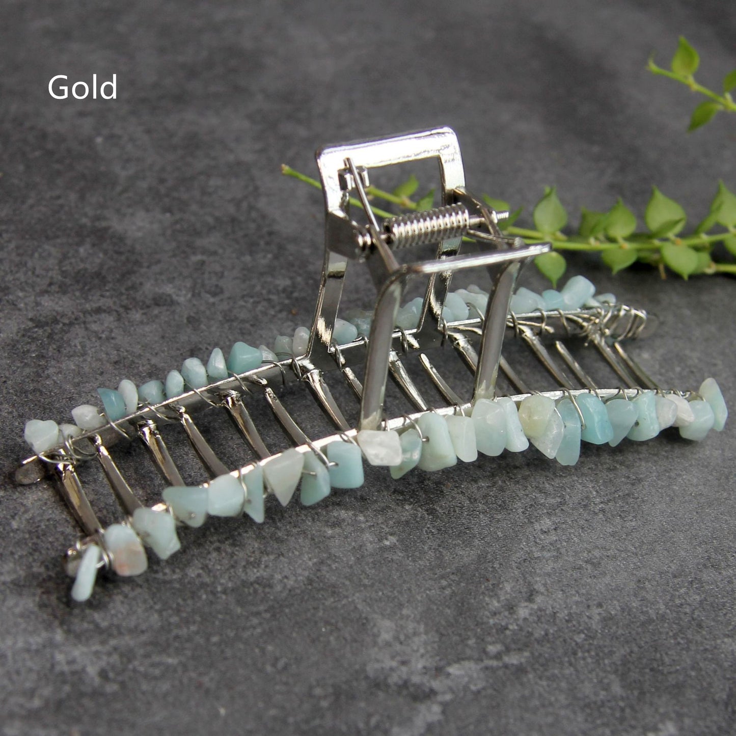 Women's Natural Crystal Alloy Square Mouth Crushed Stone Hair Grip