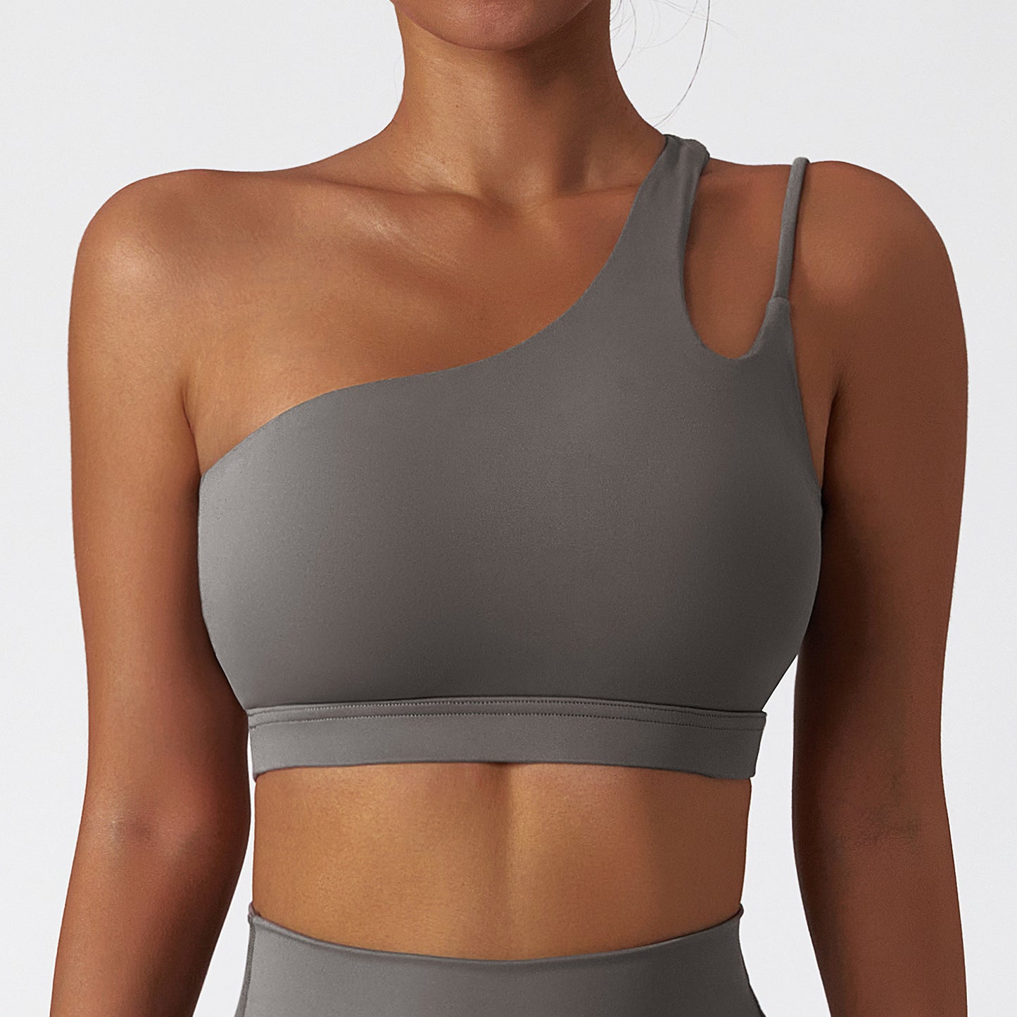 Irregular Strap Oblique One Shoulder Shockproof Yoga Bra