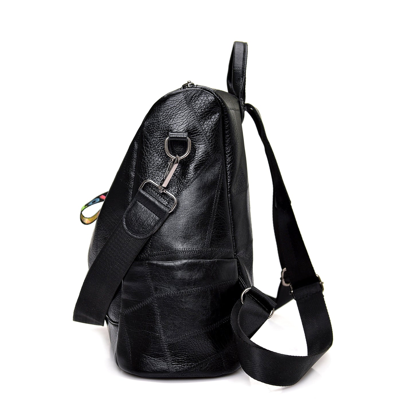 PU stitching leather waterproof backpack