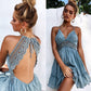Holiday Beach Dress Lace Halter Dress With Lace