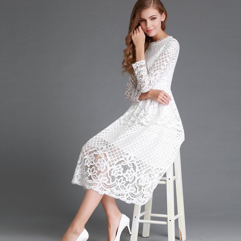 European And American Dress Hollow Lace Dress