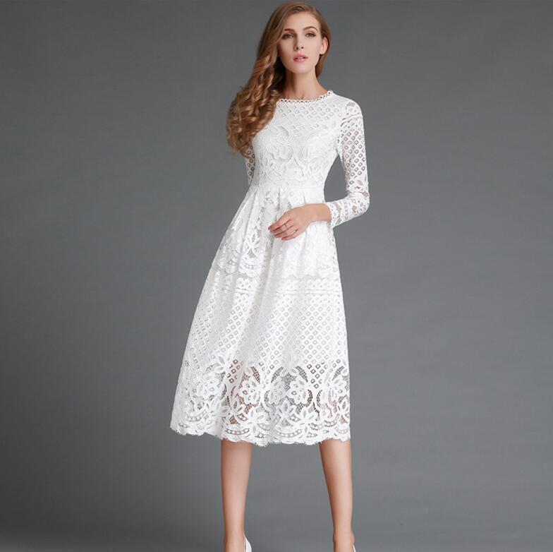 European And American Dress Hollow Lace Dress