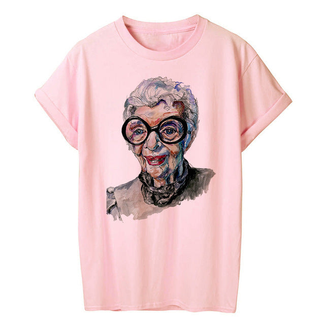 Woman Head Print Short Sleeve Round Neck Short Sleeve T-shirt