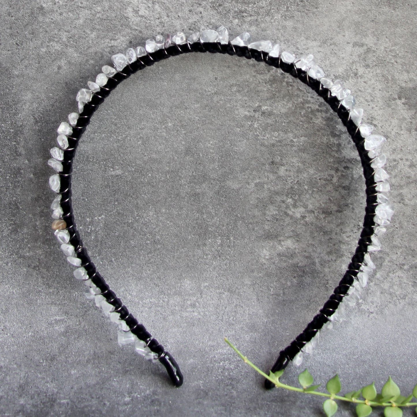 Natural Crystal Crushed Stone Hairpin Handmade Hair Comb Hoop Ornaments