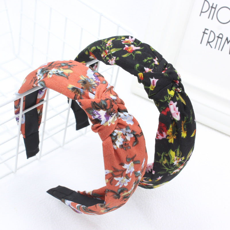 New Retro Hair Headband Temperament Trend Fabric Wide Edge