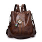 PU stitching leather waterproof backpack