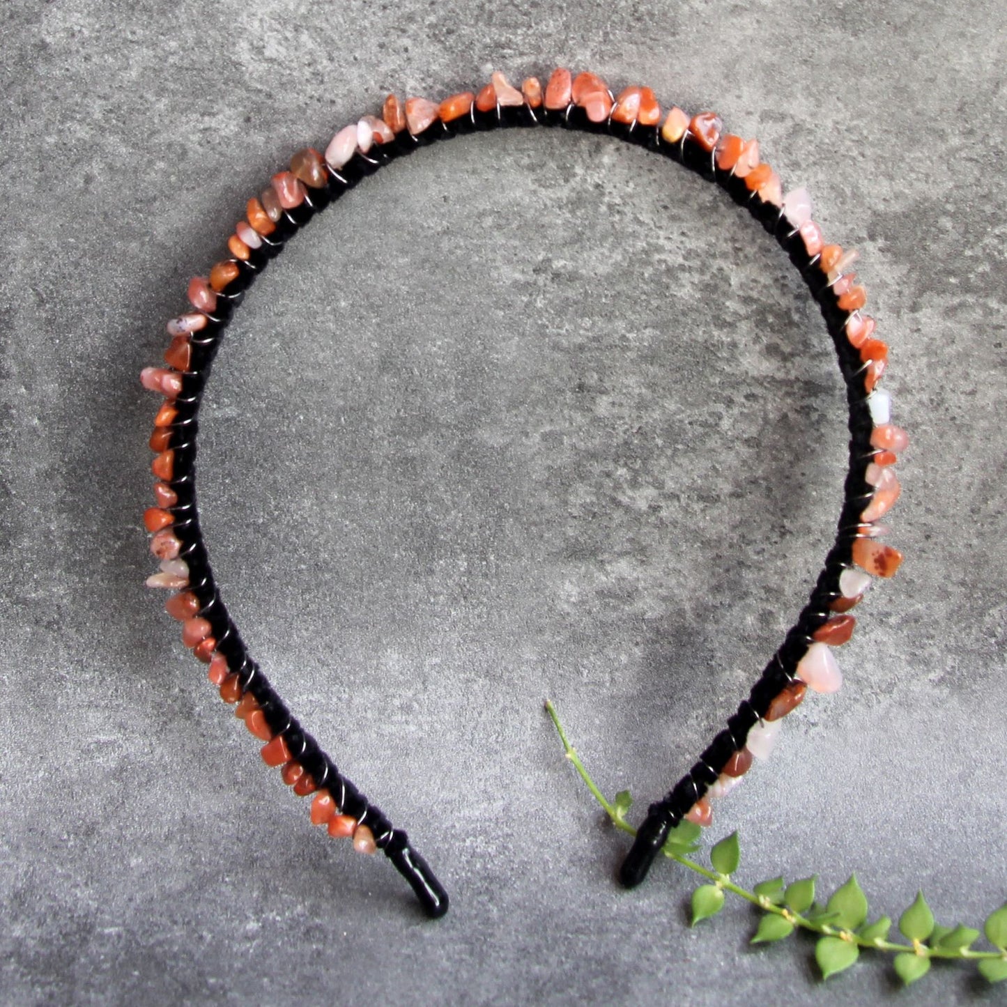 Natural Crystal Crushed Stone Hairpin Handmade Hair Comb Hoop Ornaments