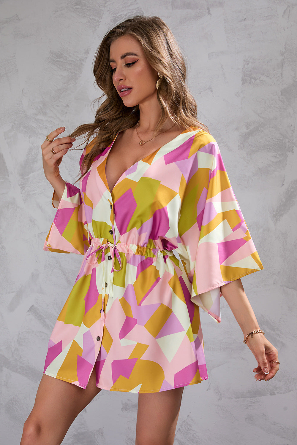 European And American Summer Printing Loose Half-length Sleeve Dress