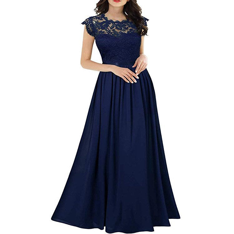 Rose Sexy Hollow Lace Women's Formal Floral Lace Evening Dress