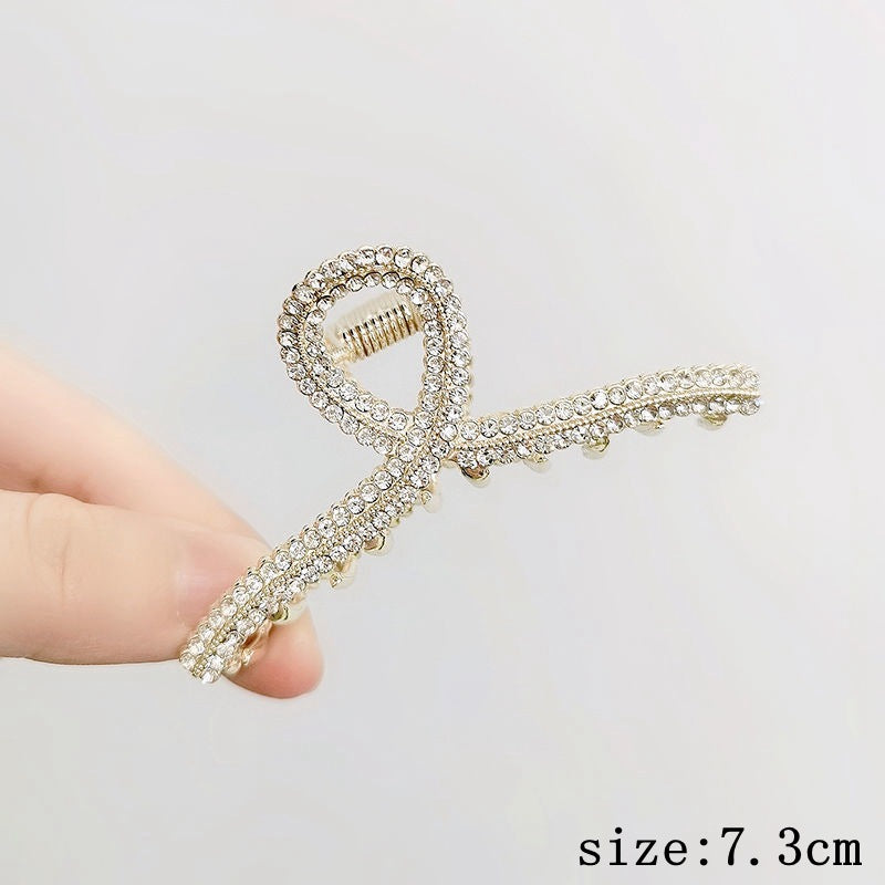 Metal Cross Pearl Rhinestone Hair Clip