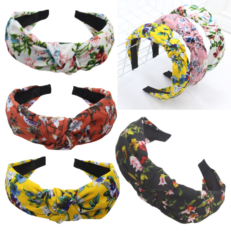 New Retro Hair Headband Temperament Trend Fabric Wide Edge