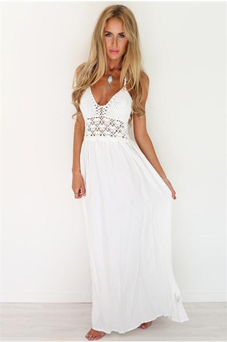 Lace stitching chiffon dress