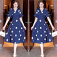 Polka Style Mid Length Waistband Slimming Dress