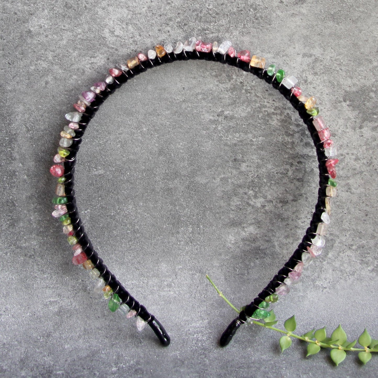 Natural Crystal Crushed Stone Hairpin Handmade Hair Comb Hoop Ornaments