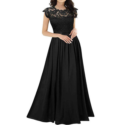 Rose Sexy Hollow Lace Women's Formal Floral Lace Evening Dress