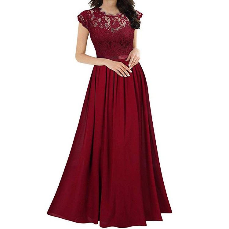 Rose Sexy Hollow Lace Women's Formal Floral Lace Evening Dress