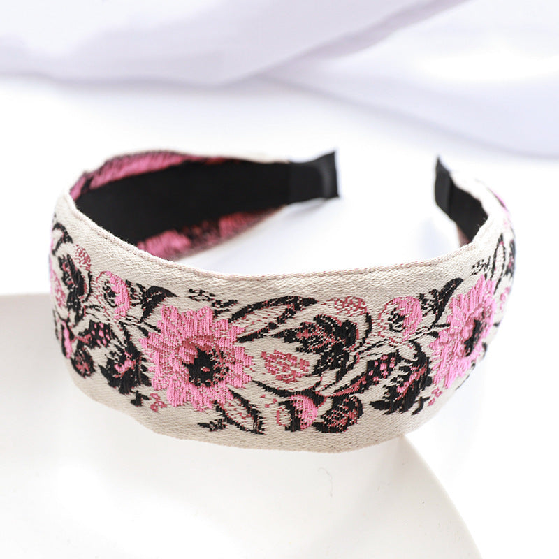 Embroidered Cloth Headband Hair Clip For Autumn And Winter