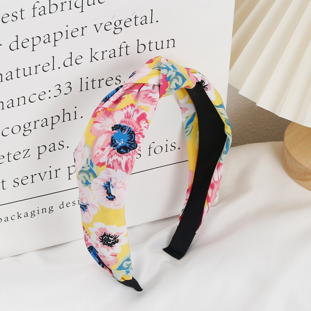 Hairband Printed Fabric Wide-brimmed Headdress