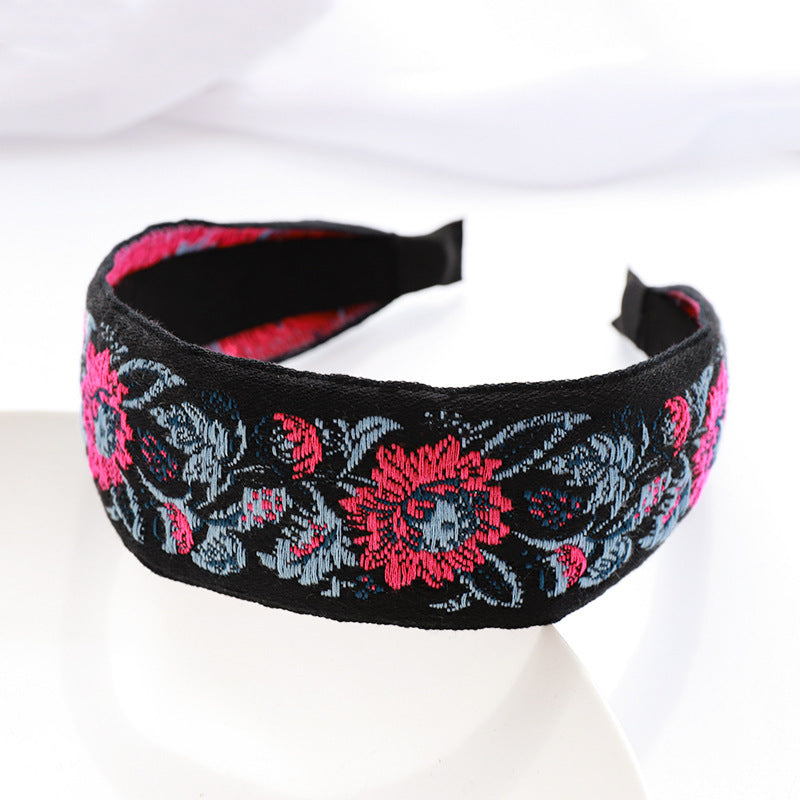 Embroidered Cloth Headband Hair Clip For Autumn And Winter