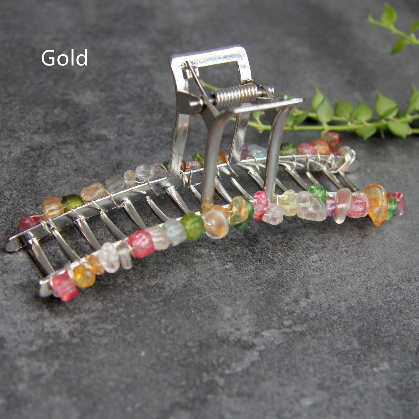 Women's Natural Crystal Alloy Square Mouth Crushed Stone Hair Grip