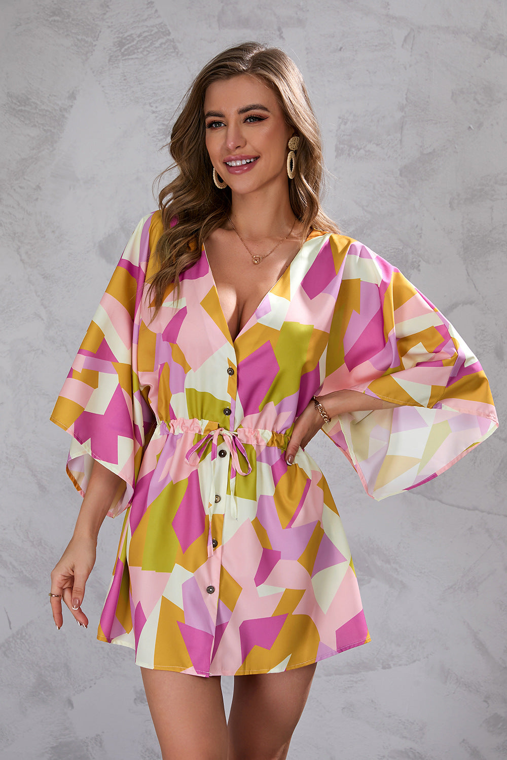 European And American Summer Printing Loose Half-length Sleeve Dress