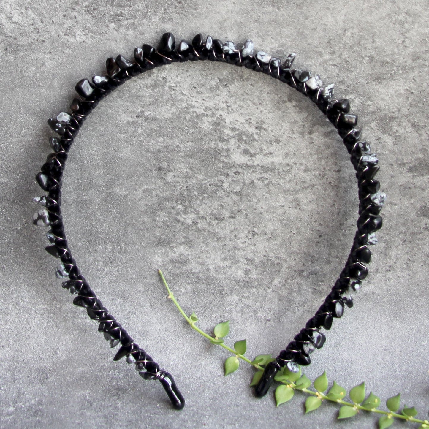 Natural Crystal Crushed Stone Hairpin Handmade Hair Comb Hoop Ornaments