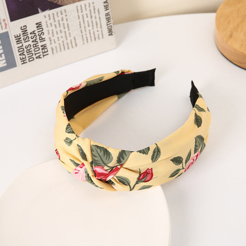 Floral Cross Wide Edge Fabric Headband