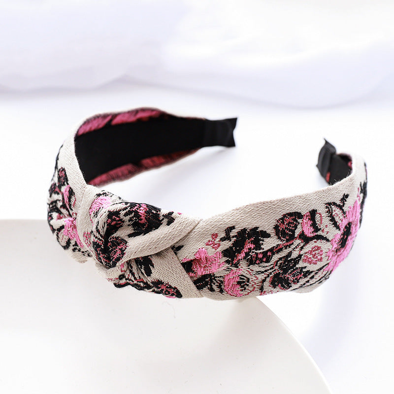 Embroidered Cloth Headband Hair Clip For Autumn And Winter