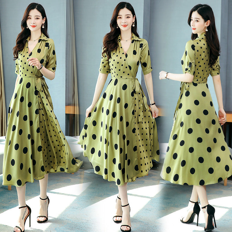 Women's Fashion Wave Dot Large Swing Dress