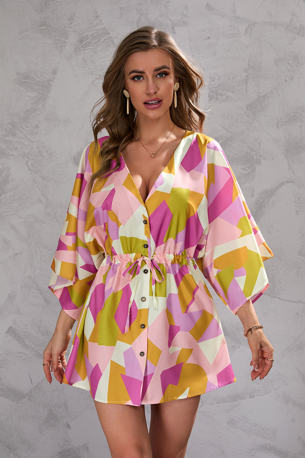 European And American Summer Printing Loose Half-length Sleeve Dress